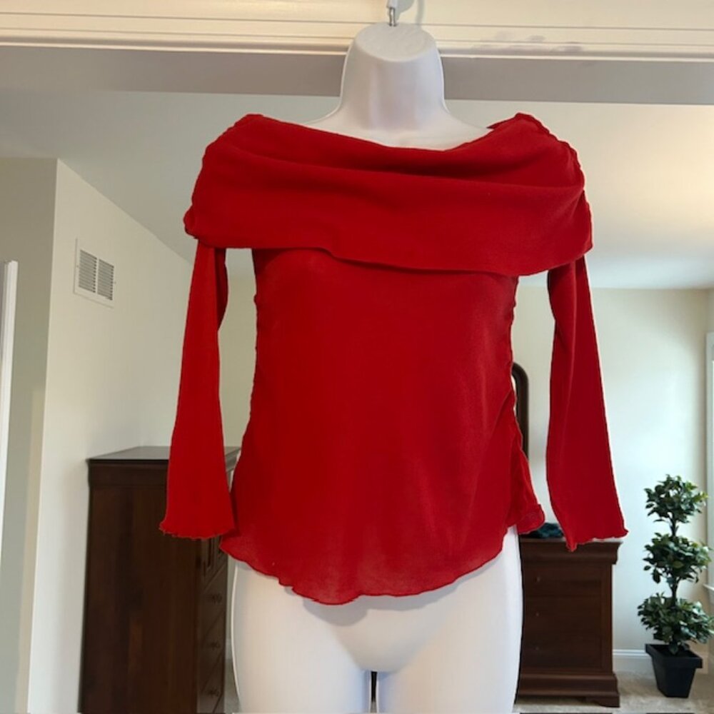 ZARA Red Off-the-Shoulder Knit Top – Size Small